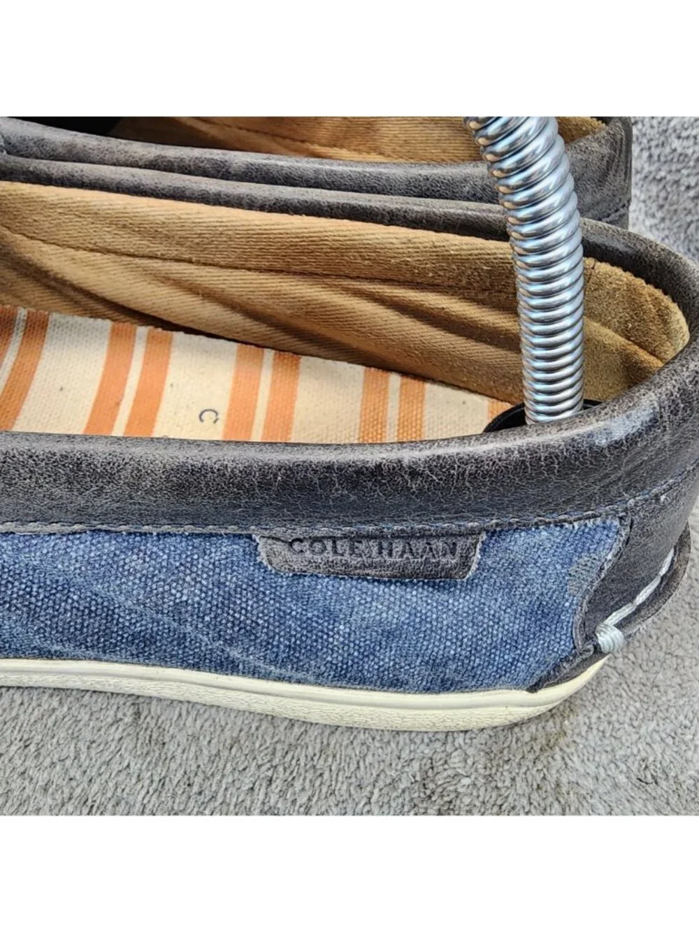 Cole Haan Shoes Mens Size 8.5 Blue Canvas Slip On Loafers *Read*